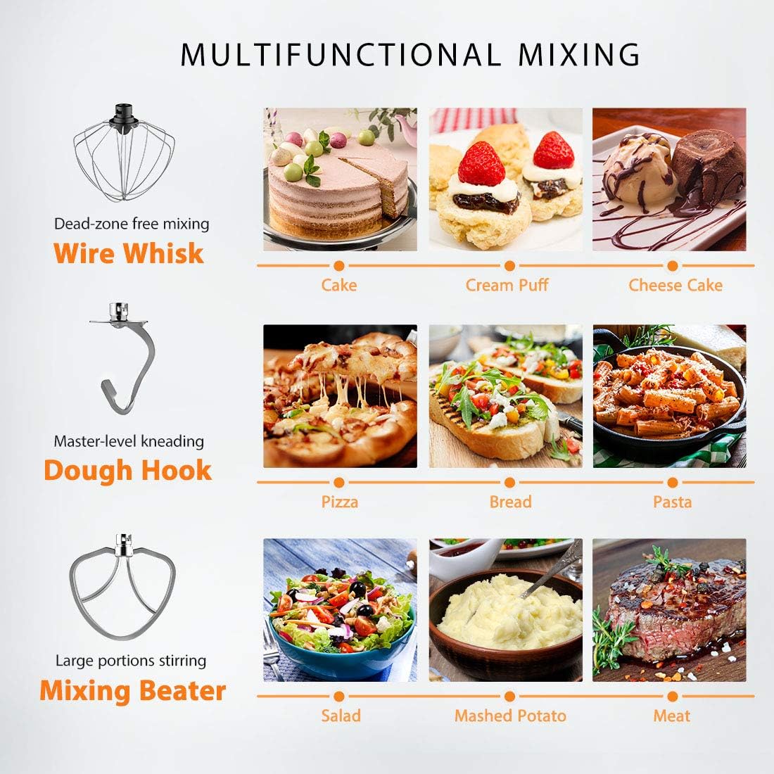 Batidora VIVOHOME 7.5 Qt, 660W, 6 Velocidades, Modelo Mixer