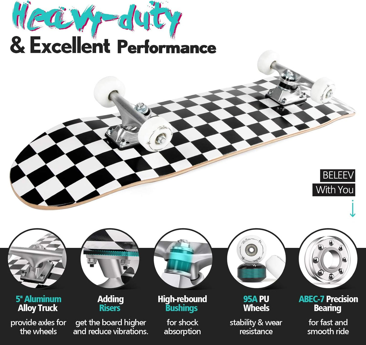 Patineta Completa para Principiantes, 31 x 8 Pulgadas, Deck Doble