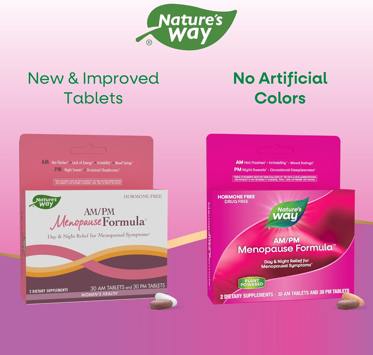 Natures Way Menopausia AM/PM, Alivio, Sueño, 60 tabletas