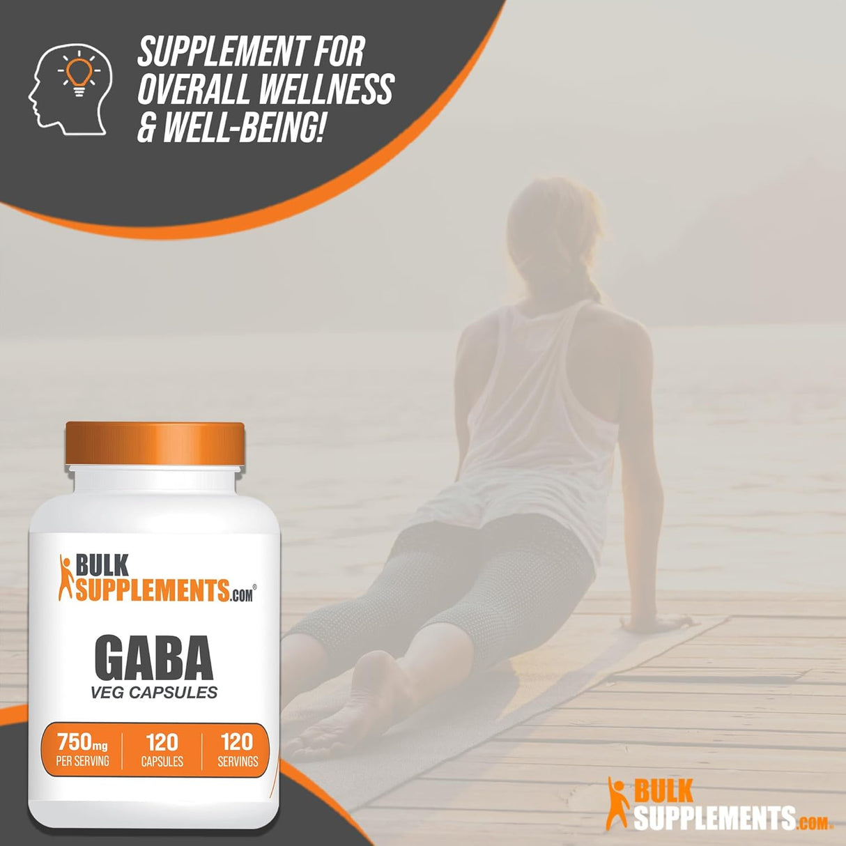 Suplemento BulkSupplements Cápsulas GABA de 750 mg 120 und