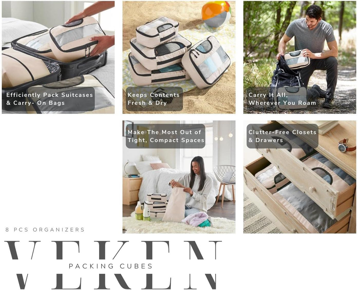 Juego de 8 cubos de embalaje para maletas