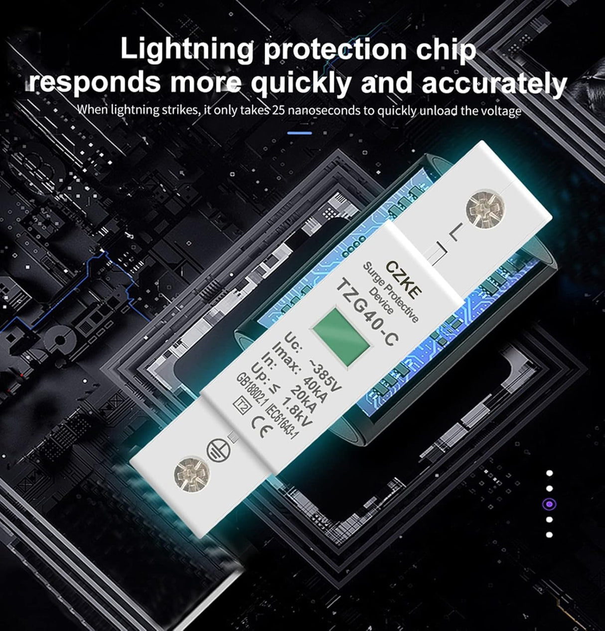 AC SPD 1P 40KA Protector contra sobretensiones doméstico