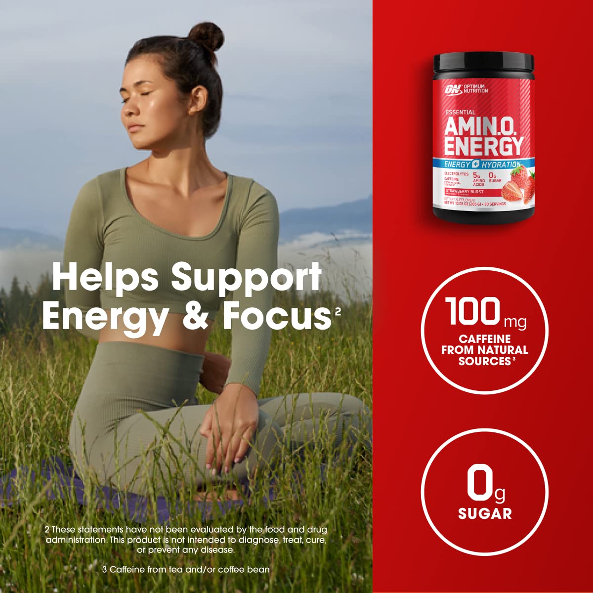 Optimum Nutrition Amino Energy Plus Electrolytes - Bebida energética con aminoácidos y electrolitos, hidratación, sin azúcar, sabor a fresa, 10.5 onzas (30 porciones), rosa (el embalaje puede variar)