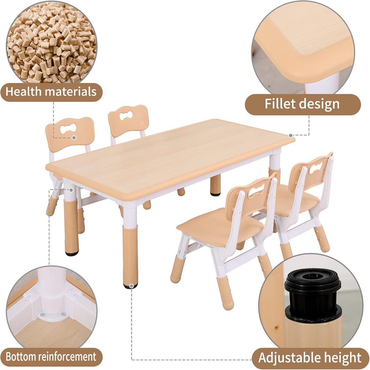 UNICOO Juego de mesa y sillas de estudio para niños