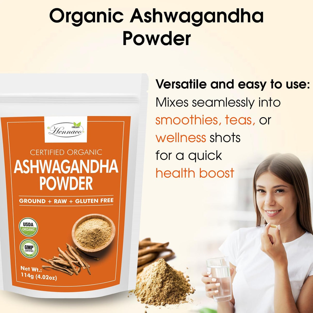 Polvo de Ashwagandha Orgánico 114g | Natural y Puro