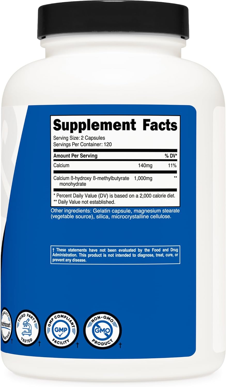 HMB 1000 mg 240 cápsulas, 500 mg/cápsula, 120 porciones