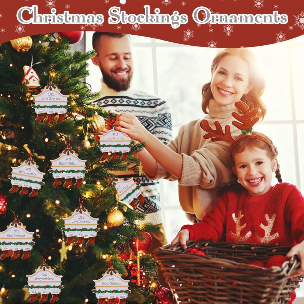 Adornos Navideños Personalizados 2024 - 3 Nombres para Familia