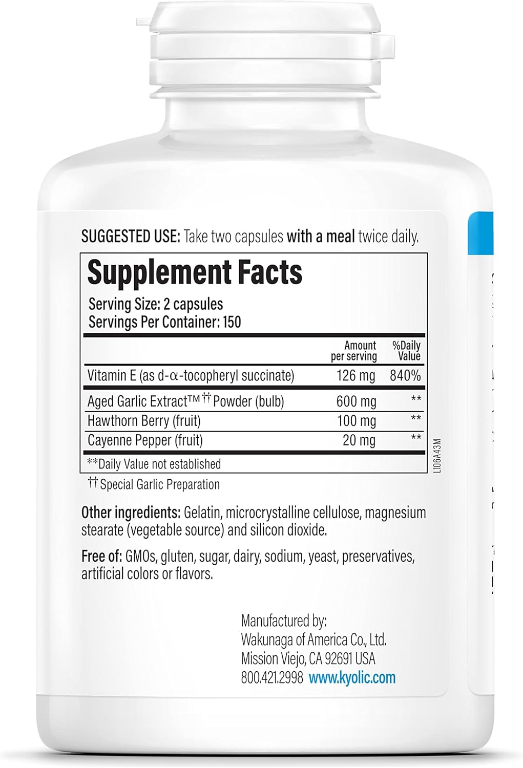 Suplementos Kyolic Extracto de ajo Circulation Health 300un