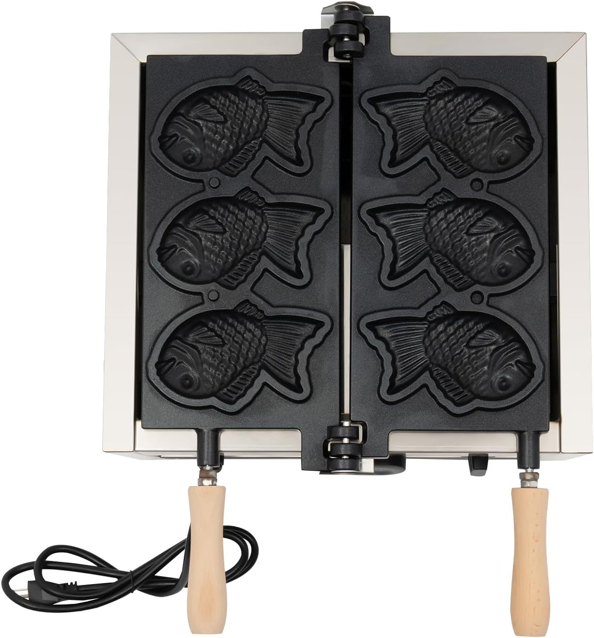 Máquina de Waffles Taiyaki, 1500W, Acero Inoxidable, 110V