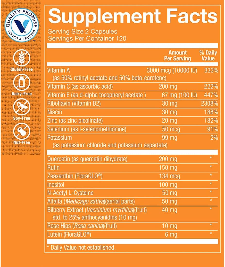 The Vitamin Shoppe Opti-Vue con Luteína Floraglo (240 Cápsulas)
