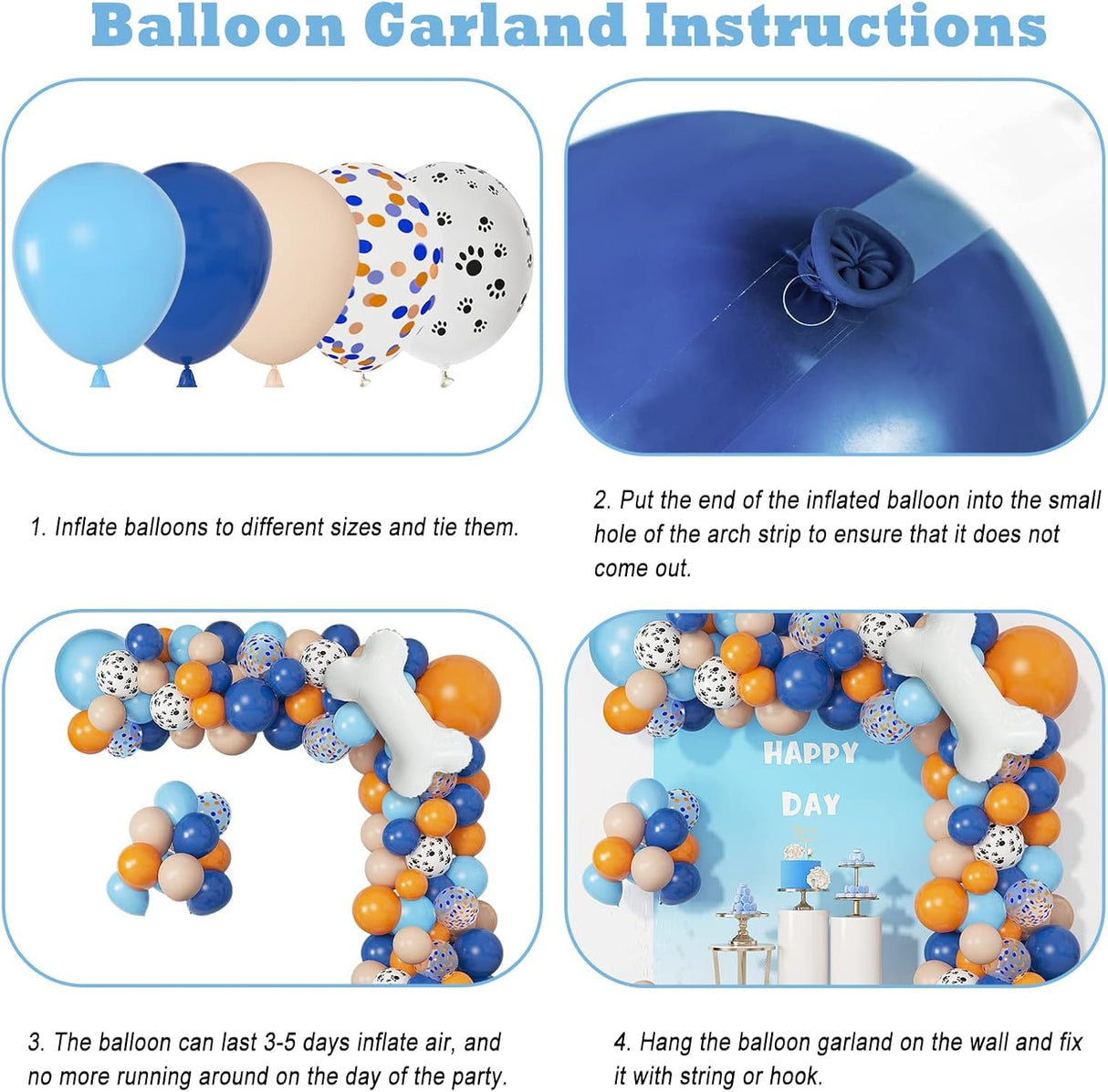 Kit Decoración Fiesta Cumpleaños Azul para Niños y Bebés