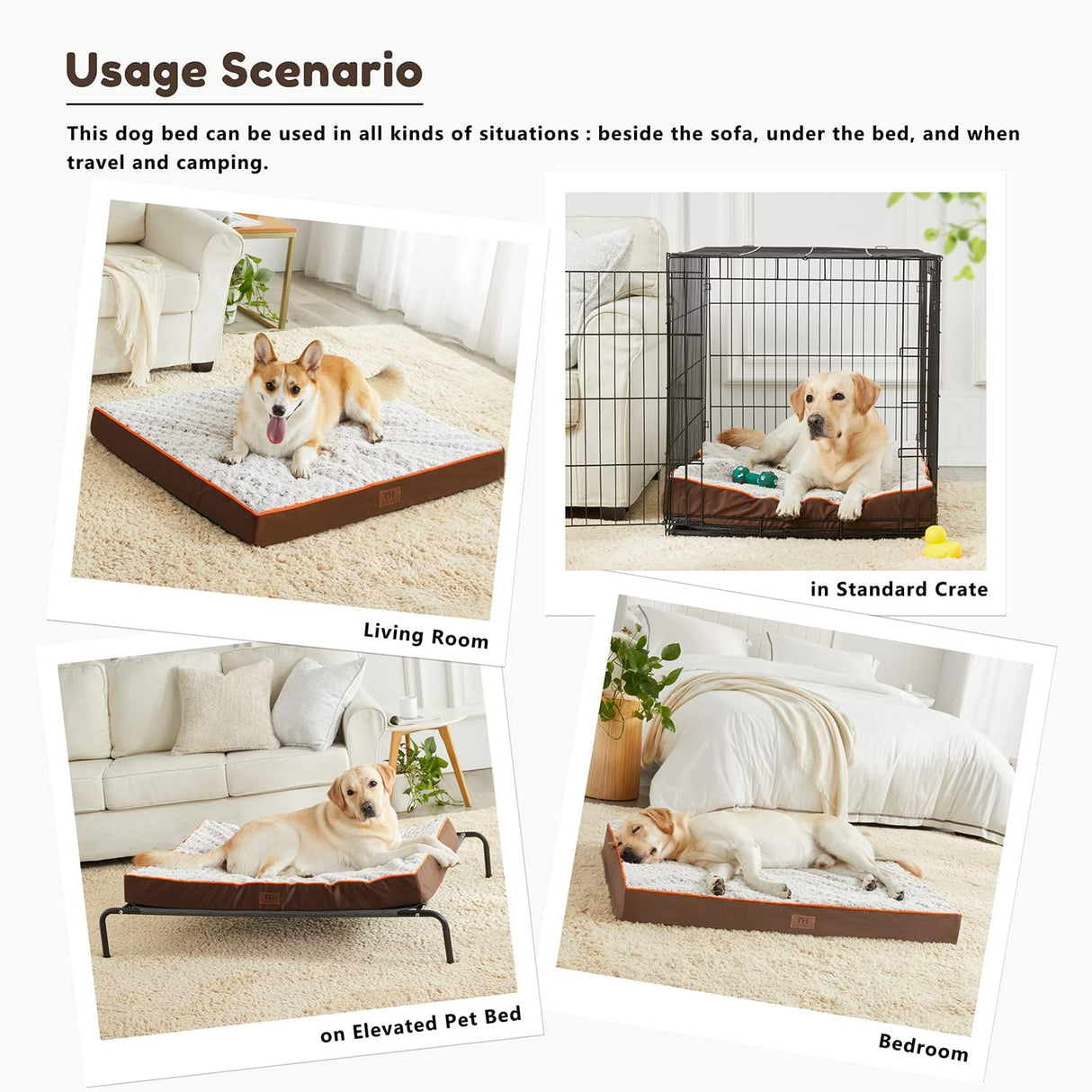 Cama ortopédica para perros grandes WESTERN HOME, espuma gruesa