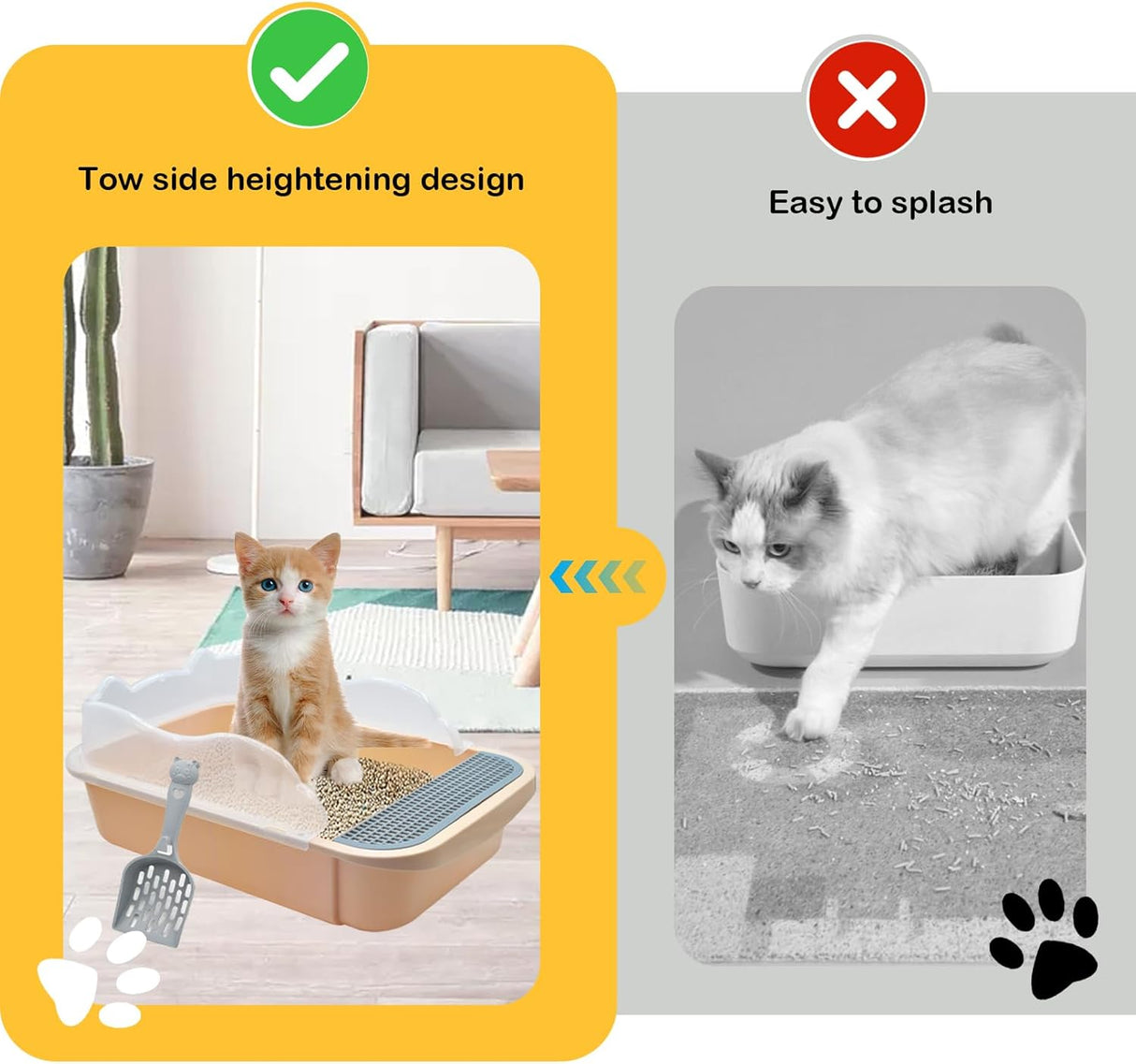 Caja de arena abierta para gatos con lado alto MUYG