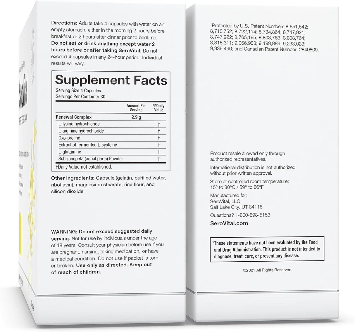 Suplemento Serovital Renewal Complex de péptidos críticos