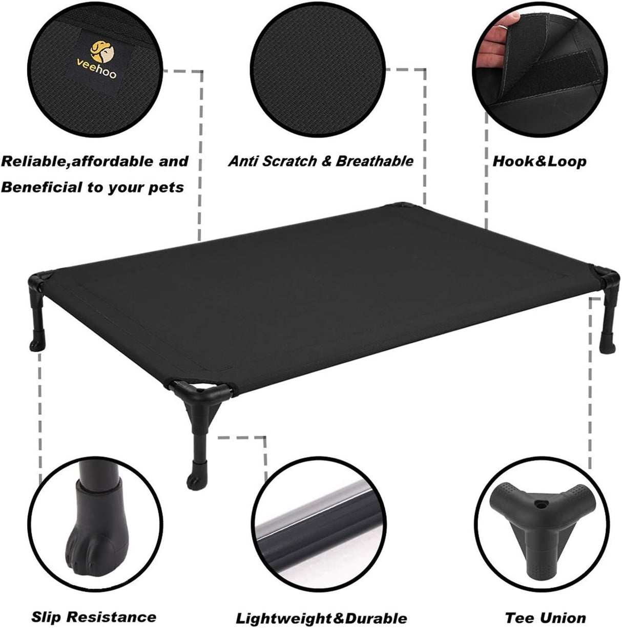 Cama Elevada para Perros Veehoo, Resistente y Lavable, CWC1803-L