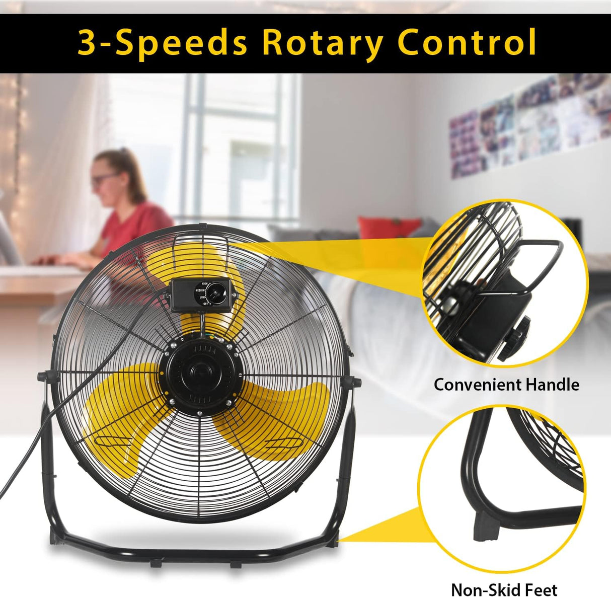 Ventilador de Piso VENTISOL 18 3 Velocidades 4012CFM 360°