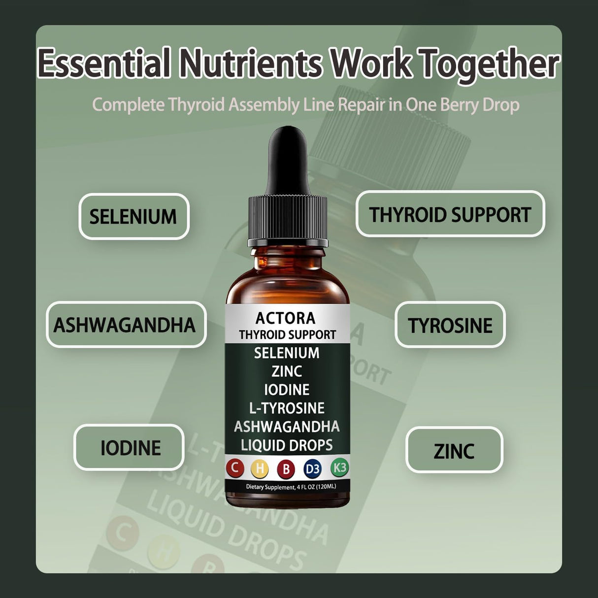 Actora Suplemento para Tiroides con Selenium Zinc Iodina 4oz