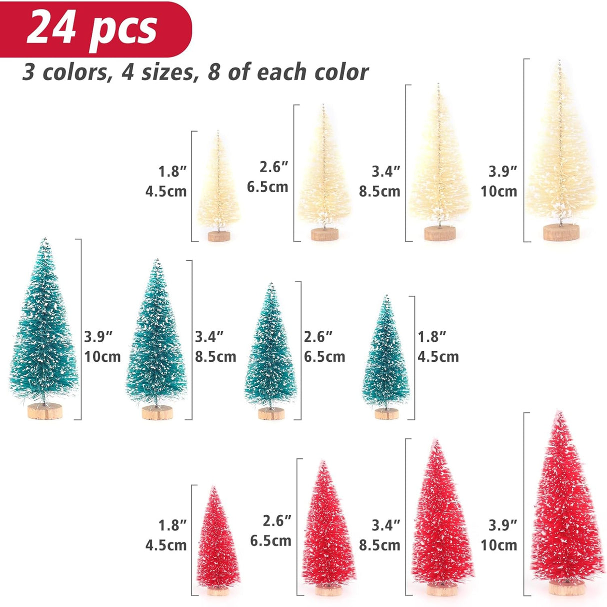 Mini Árboles de Navidad Artificiales 24 Pcs, Decoración Festiva