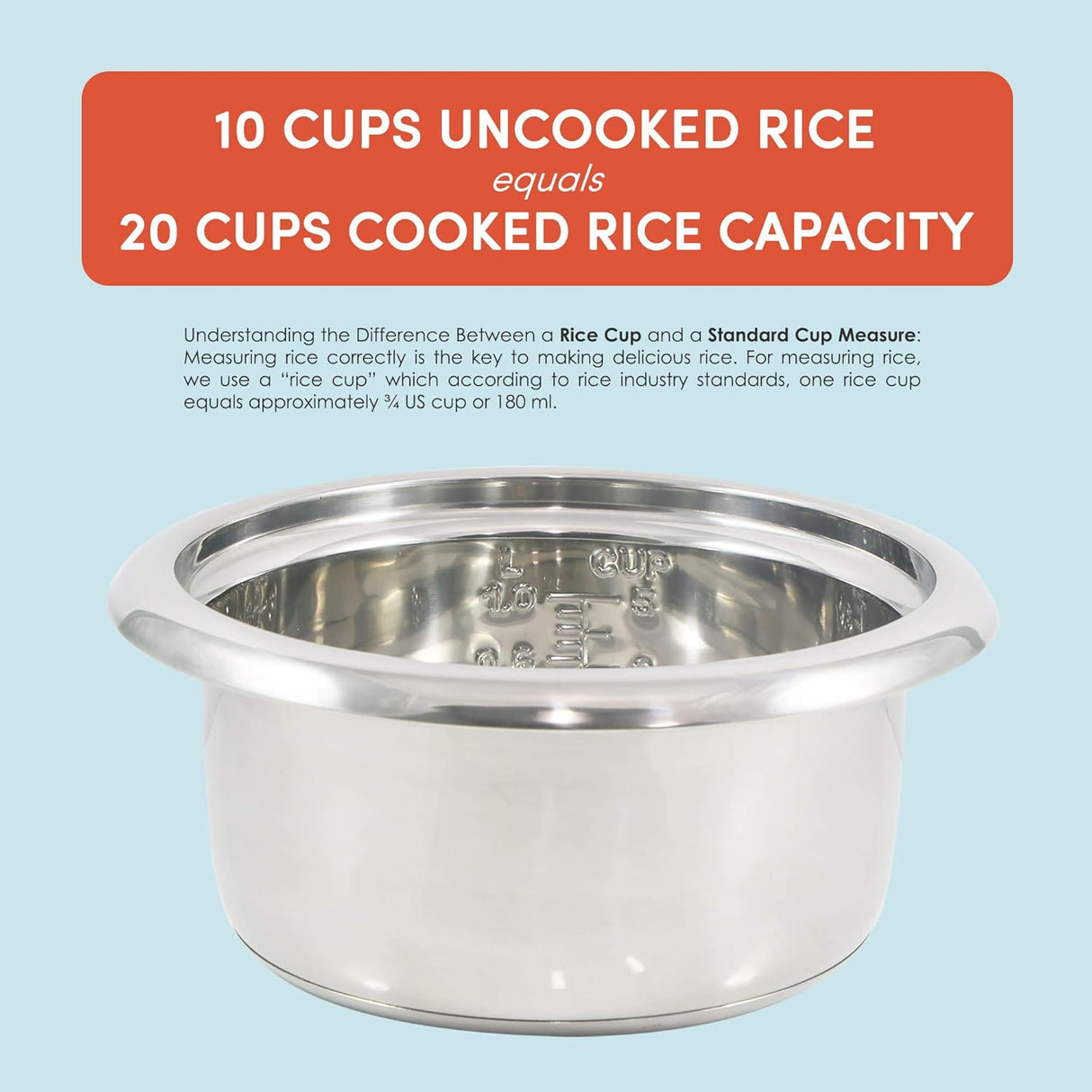 Olla Arrocera Elite Gourmet ERC2010B, 10 tazas, acero inoxidable