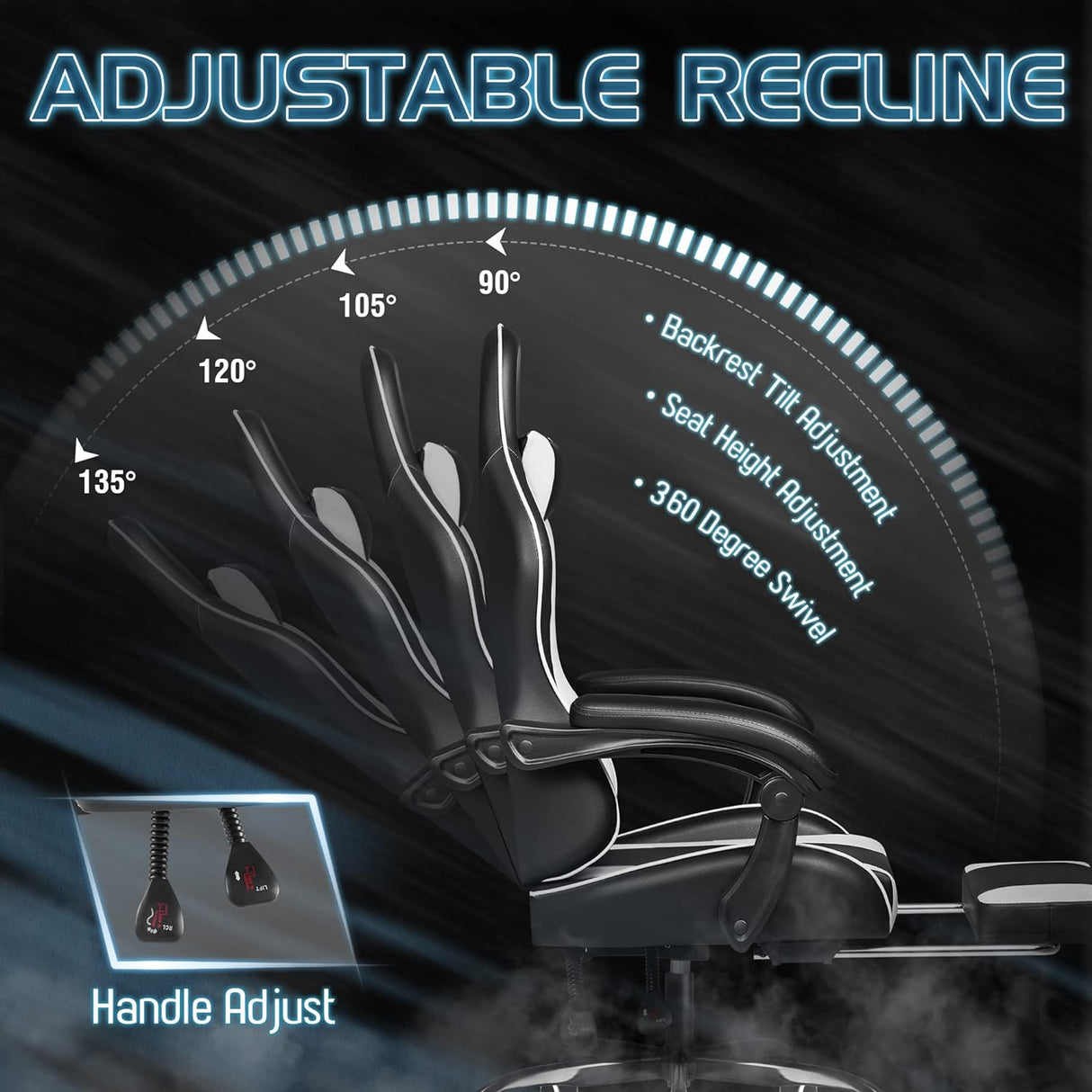 Silla Gamer con reposapiés y es ergonómica 0164-2 Homall