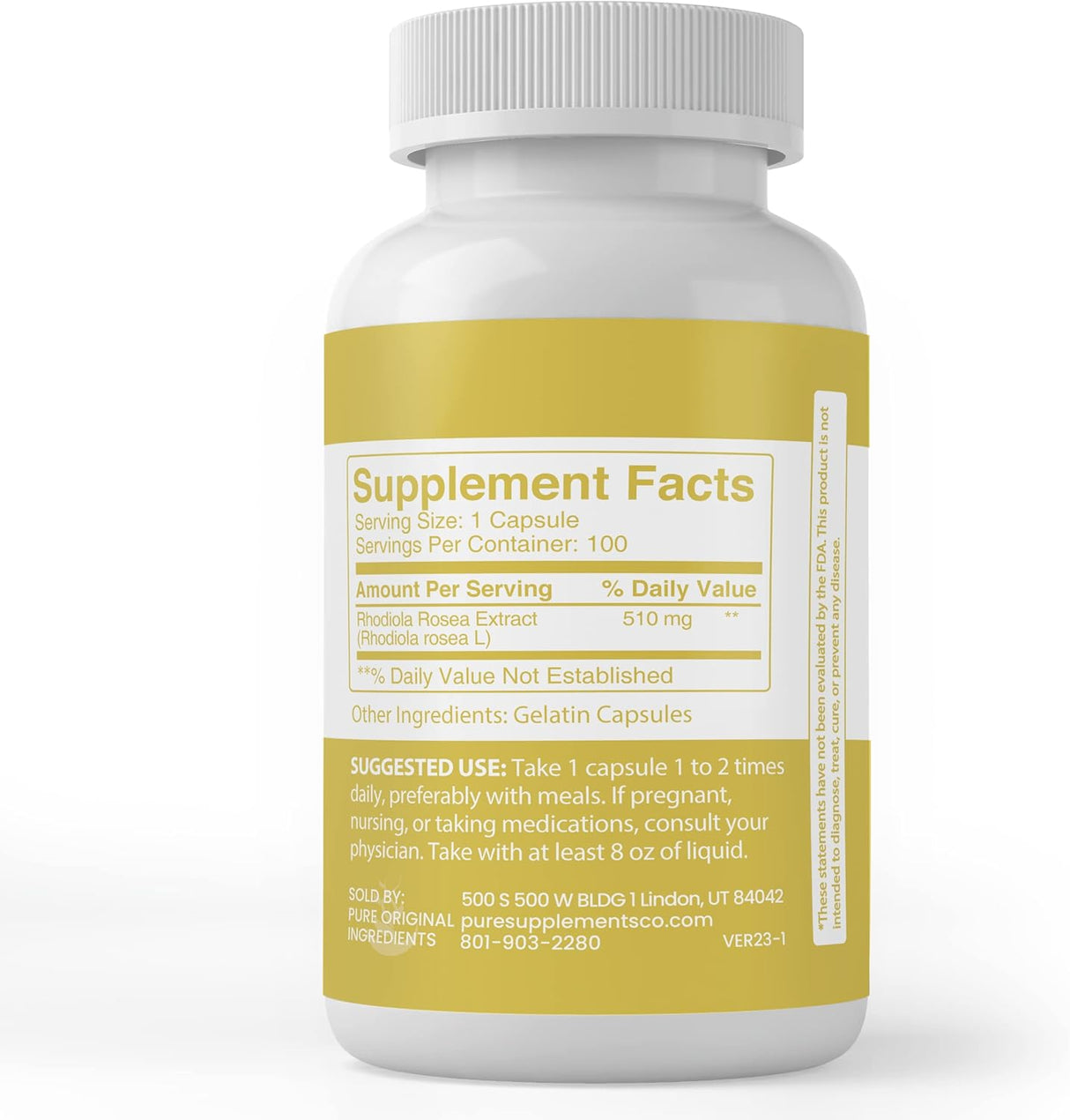 Suplemento Rhodiola Rosea 100 und verificado en laboratorio