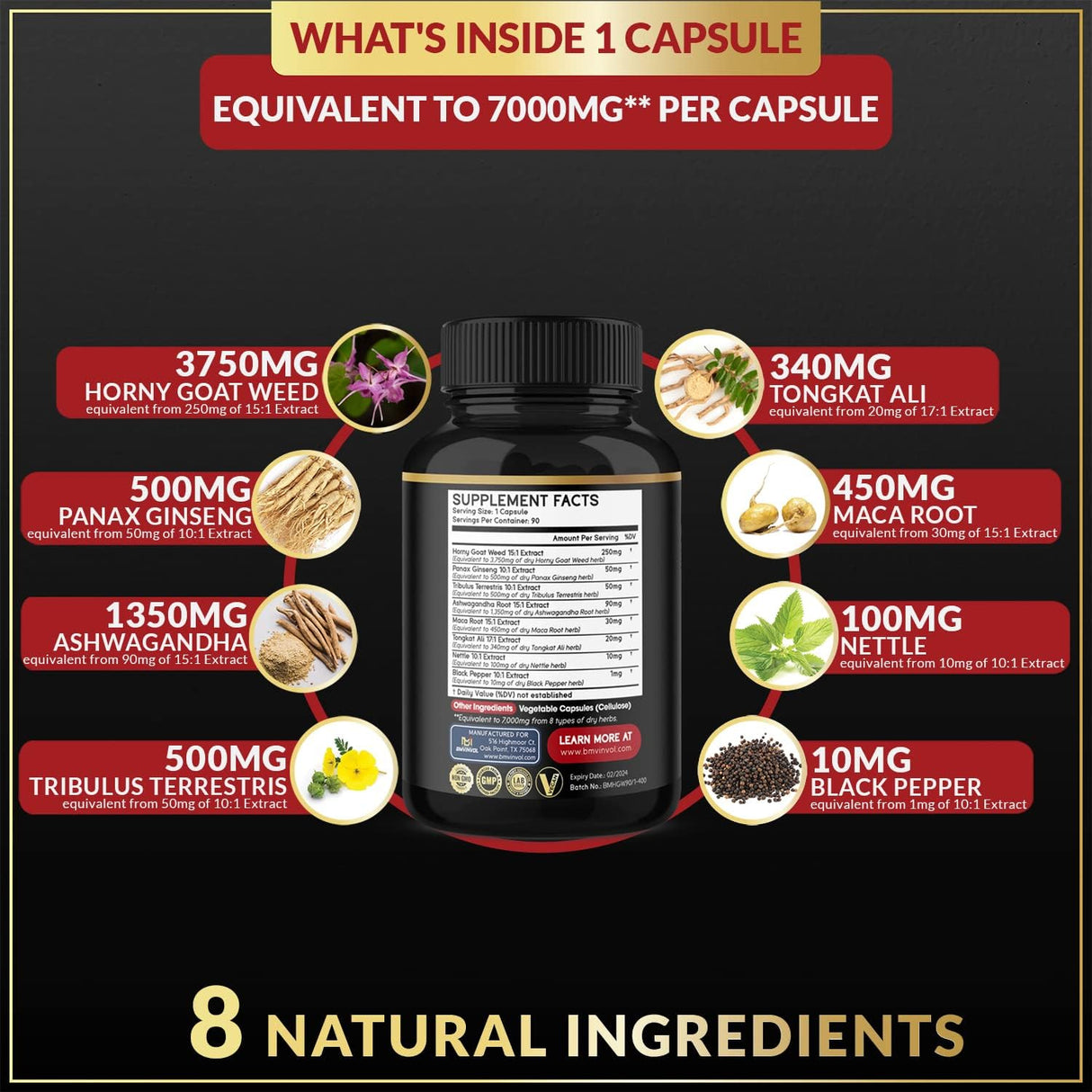 Suplemento Horny Goat Weed 7000 mg equivalente a hierbas