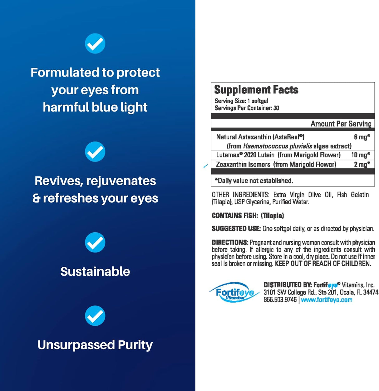 Suplemento para el cuidado de los ojos astaxantina, luteína