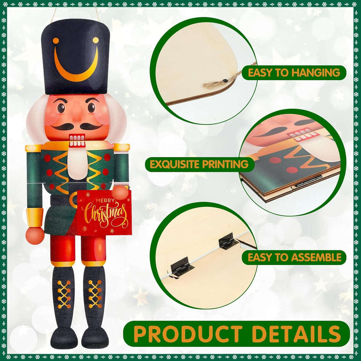 Decoración de Navidad Hiboom, Soldados de Madera, 2 Pcs