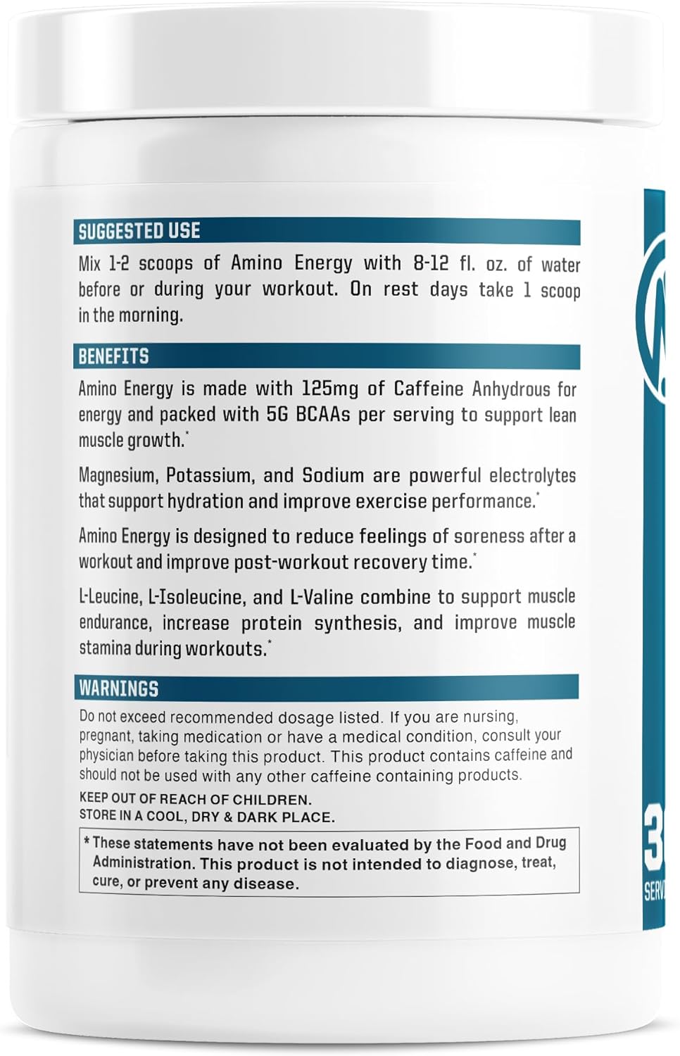 Suplemento Pre-Workout Amino Energy BCAA NutraOne 30 Porciones