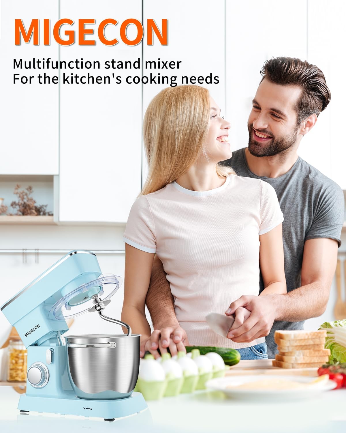 Batidora de pie MIGECON, 10 velocidades, 5.26 QT, accesorios