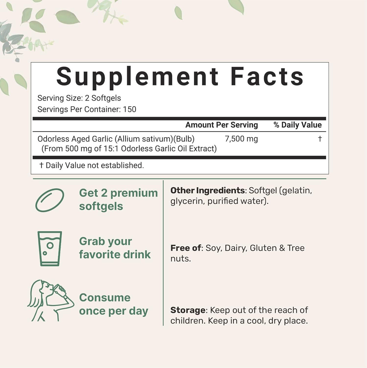 Suplemento Micro Ingredients Ajo inodoro 7500 mg 300 cáp