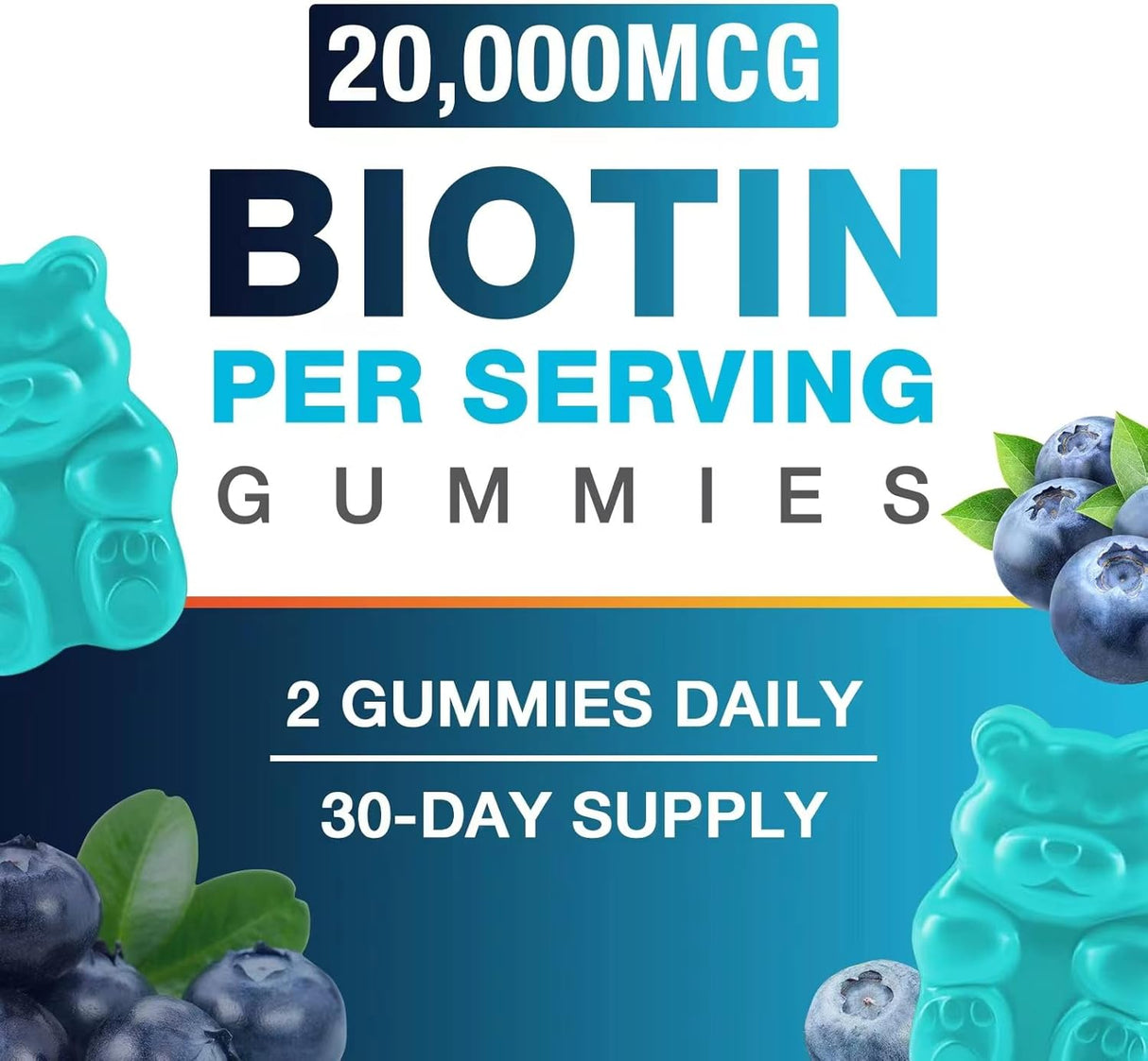 Gomitas Veganas de Biotina - 20,000 mcg - 60 Unidades