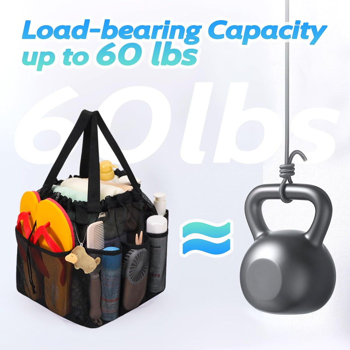 Caddy de Ducha Portátil con Cordón, Esencial para Dormitorio