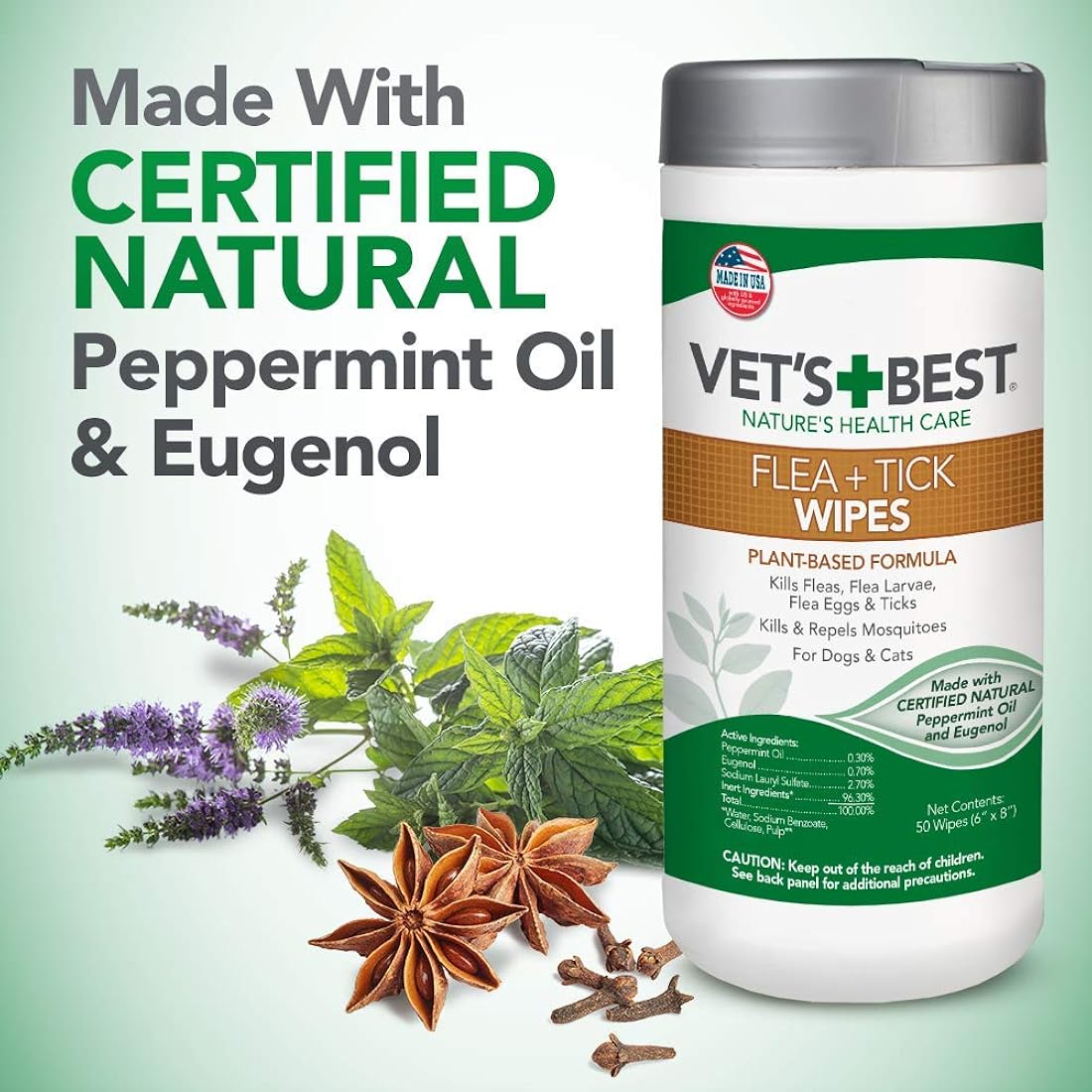 Toallitas naturales de pulgas y garrapatas para gatos