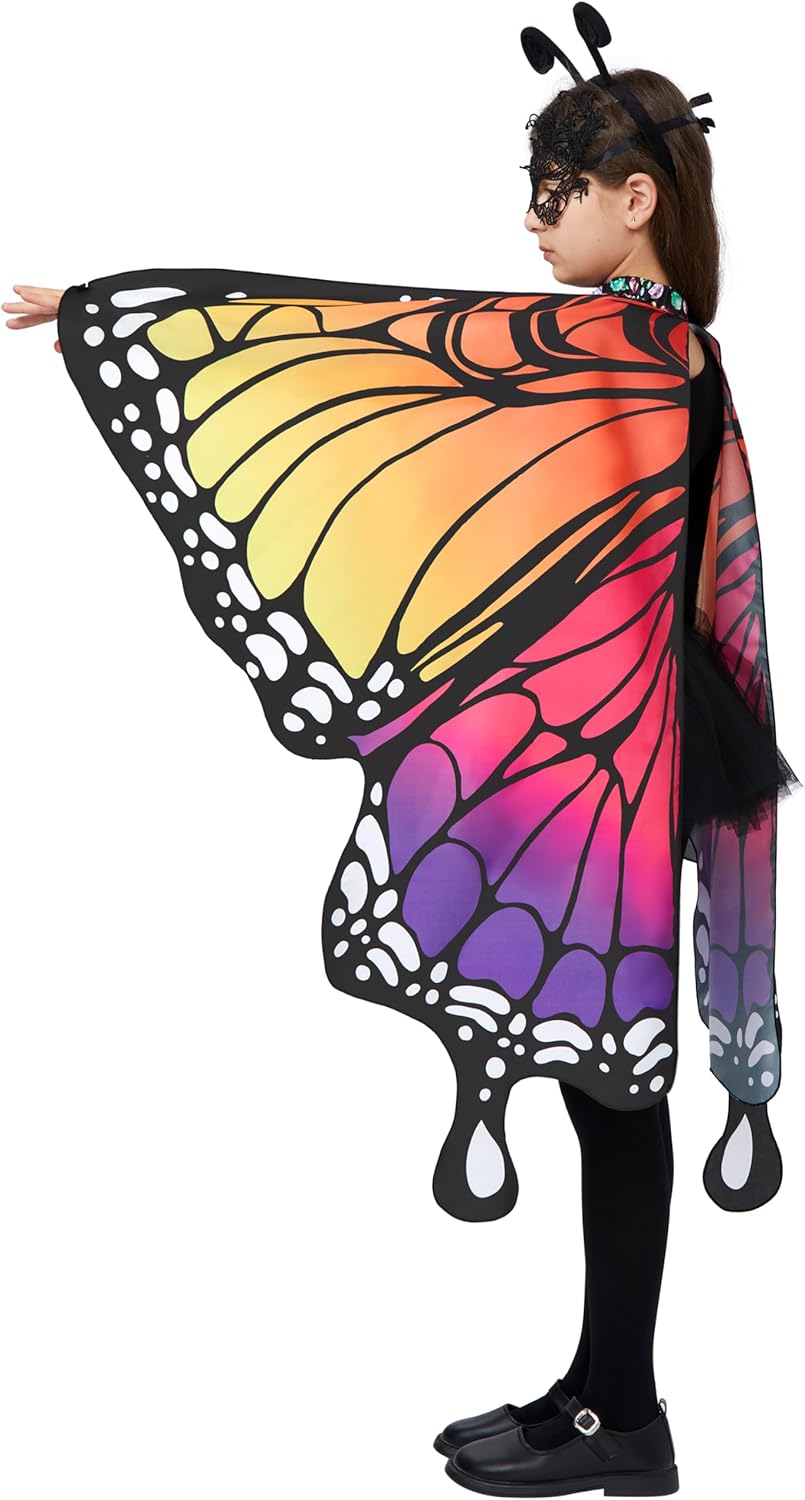 Disfraz con mascara de mariposa para niñas, Spooktacular Creations, con máscara y diadema.
