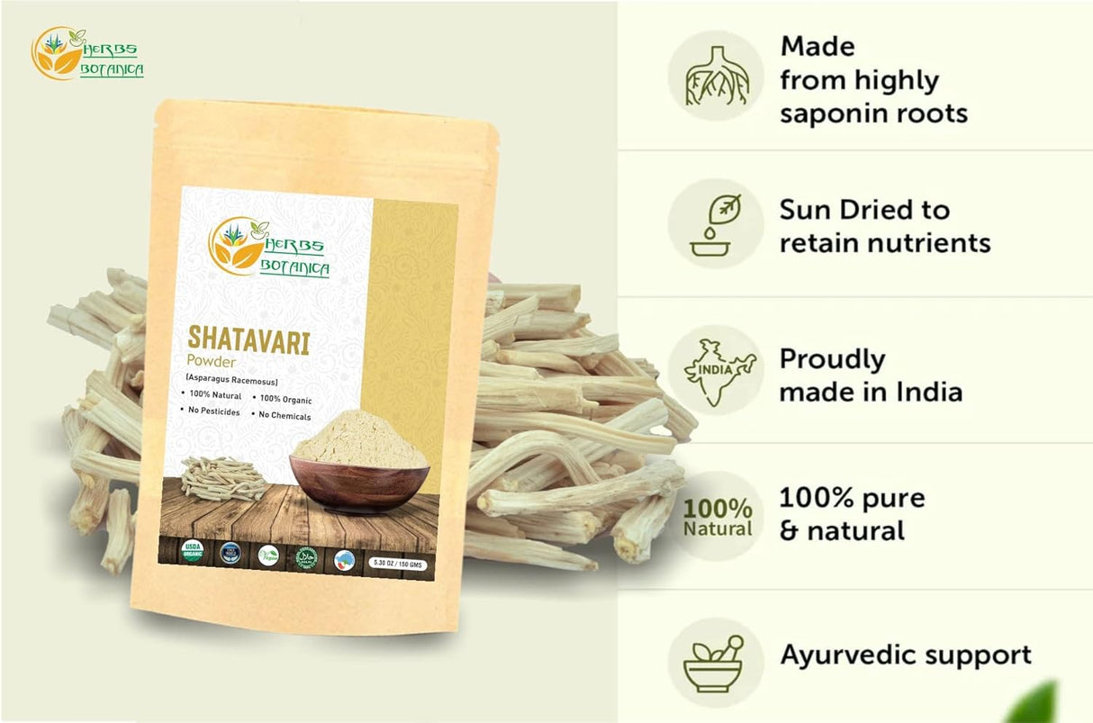 Suplemento Herbs Botanica Shatavari Polvo orgánico espárrago
