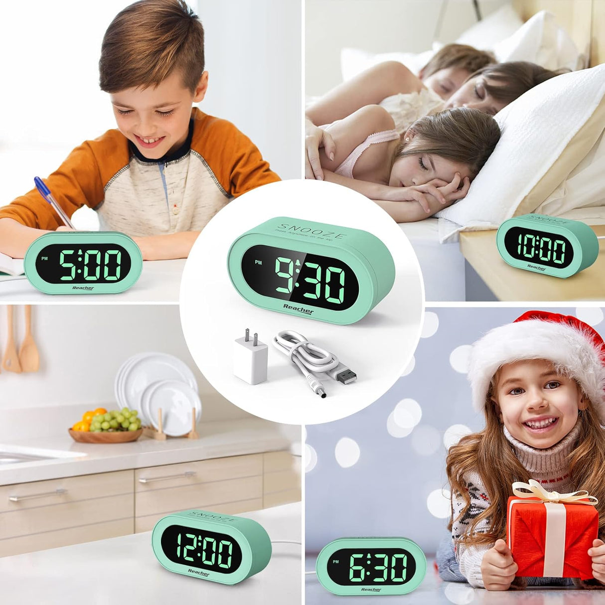 Reloj Despertador Infantil con Luz LED, Dimmer, Snooze, Pequeño