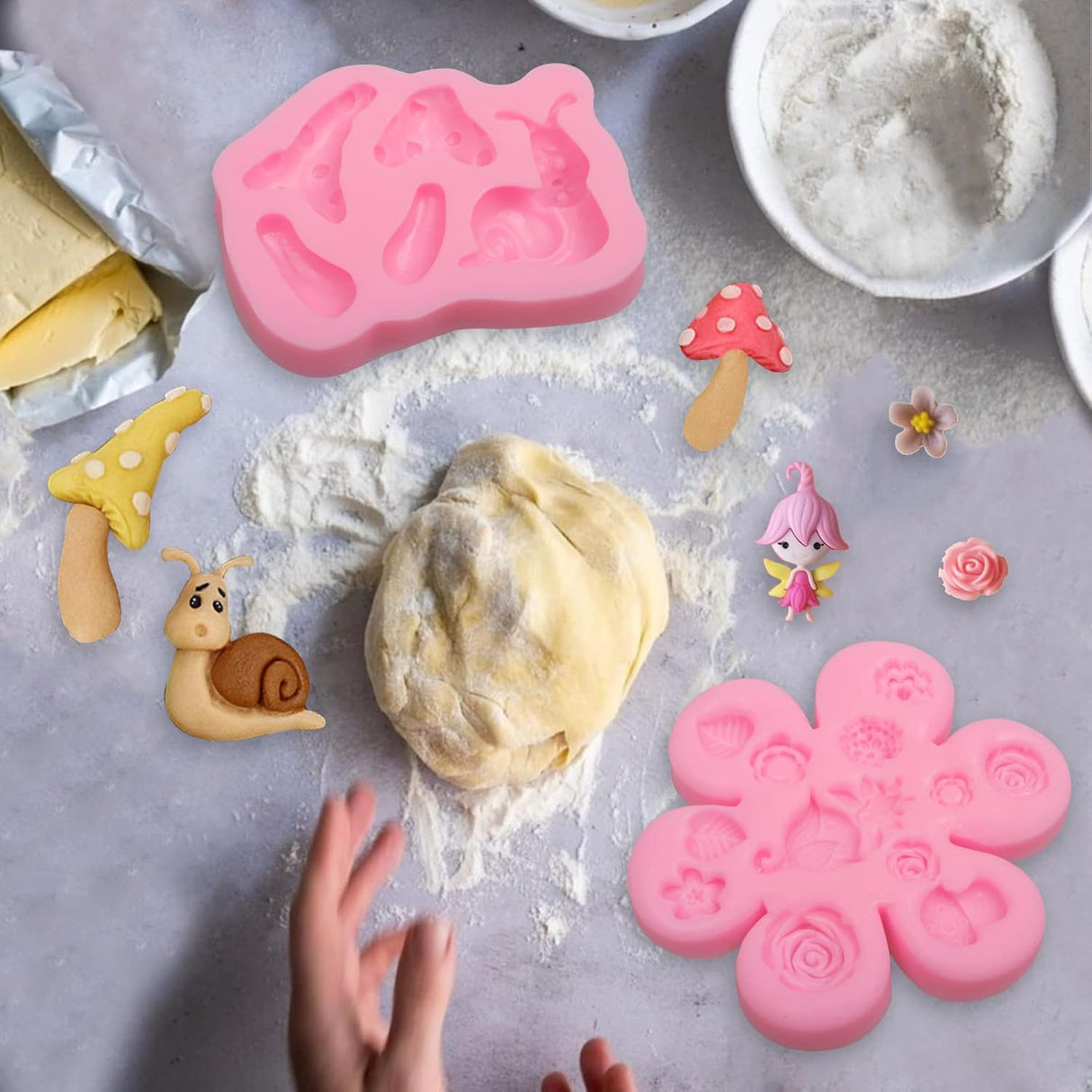 Encantado Moldes de silicona para decoración de pasteles