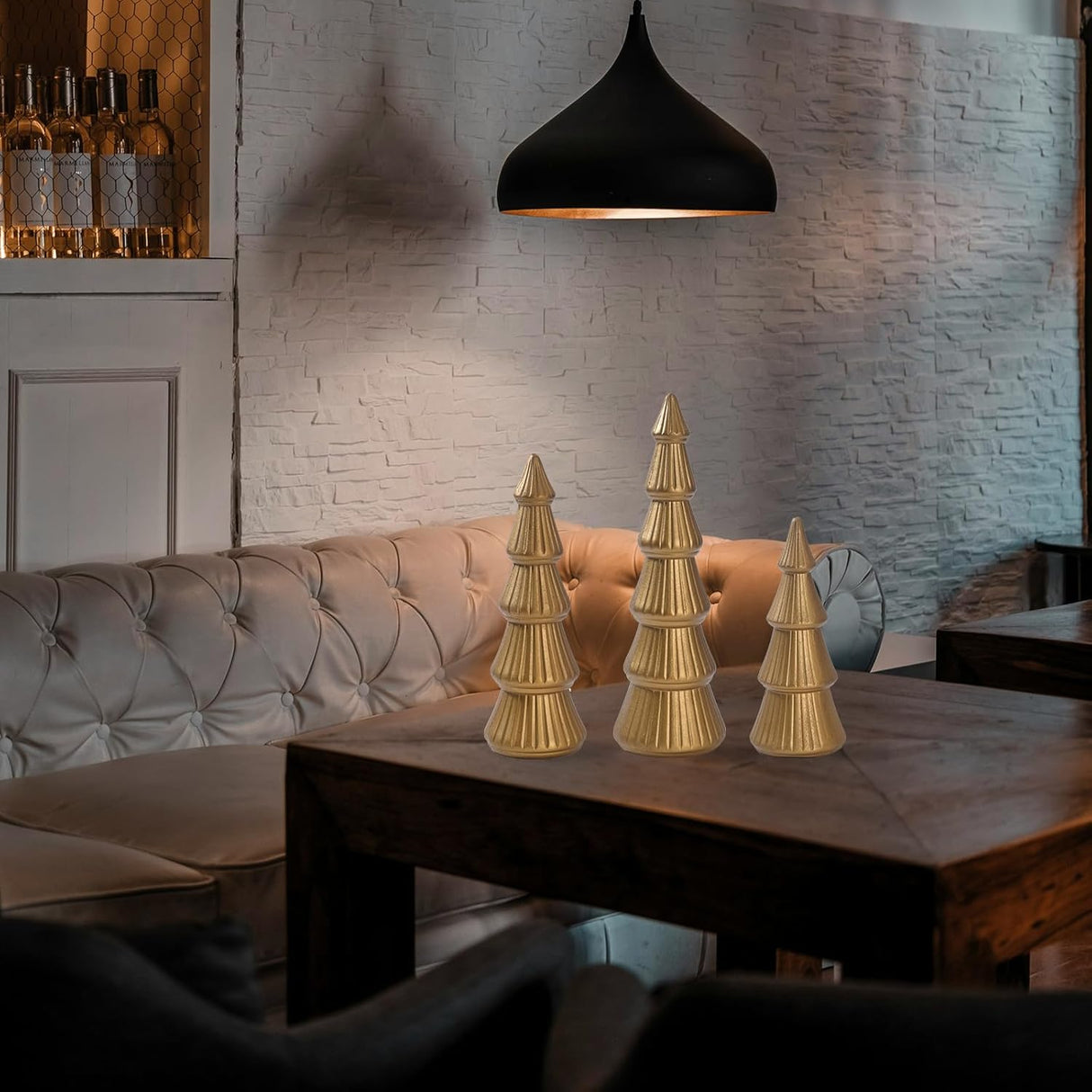 Árbol de Navidad de Madera, Set de 3, Decoración Festiva