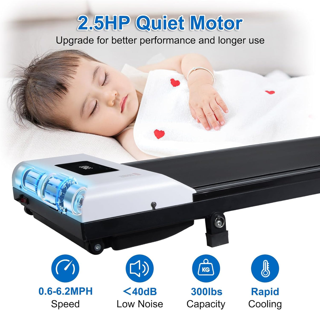 Caminadora Compacta Bajo Escritorio, FITSHOW, Control APP, 300 lb