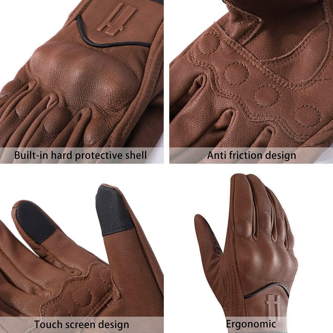 Guantes de piel de cabra para hombre y motocicleta talla XS