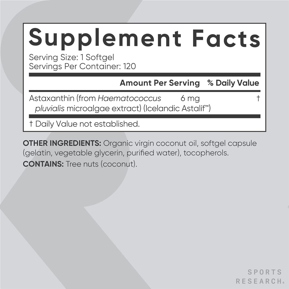 Suplemento Sports Research de astaxantina de algas orgánico