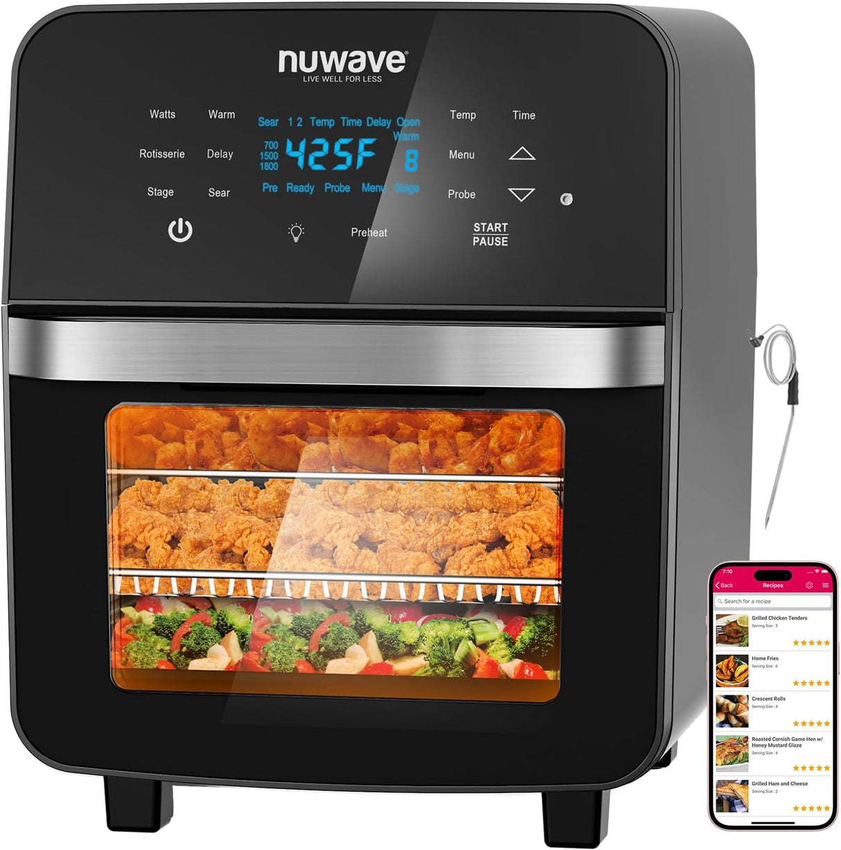 Freidora de aire Nuwave Brio 15.5Qt 10 en 1, 1800W, XL