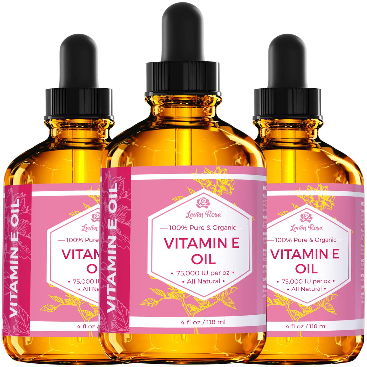Aceite de vitamina E de Leven Rose 100% natural orgánico