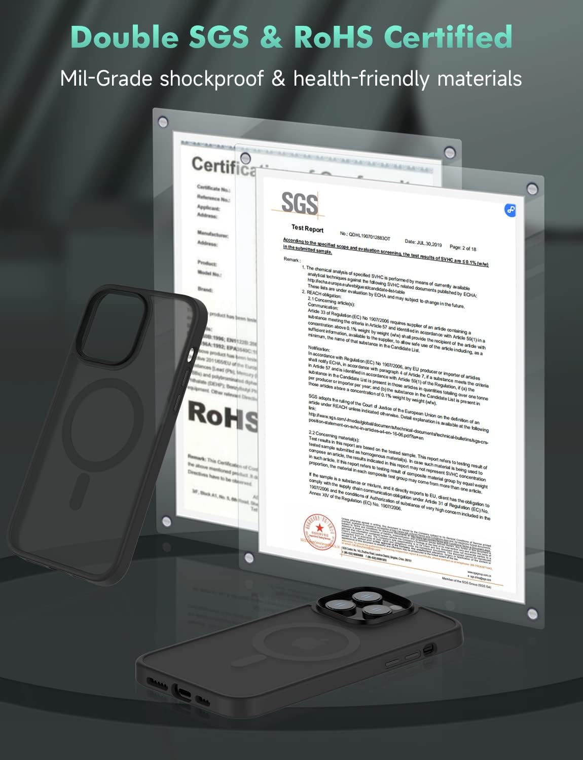 MGNAOOI - Funda magnética para iPhone 13 Pro, calidad militar probada, apta MagSafe, posterior translúcido mate, teclas de aleación de aluminio, antihuellas, caídas y arañazos, 6.1 pulgadas, negra