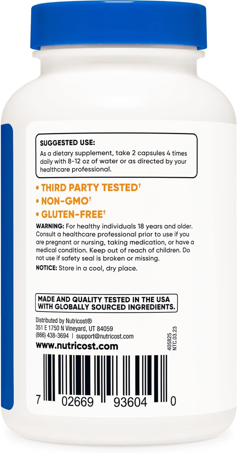 Alpha GPC 600mg Cápsulas Vegetarianas, Sin OGM ni Gluten