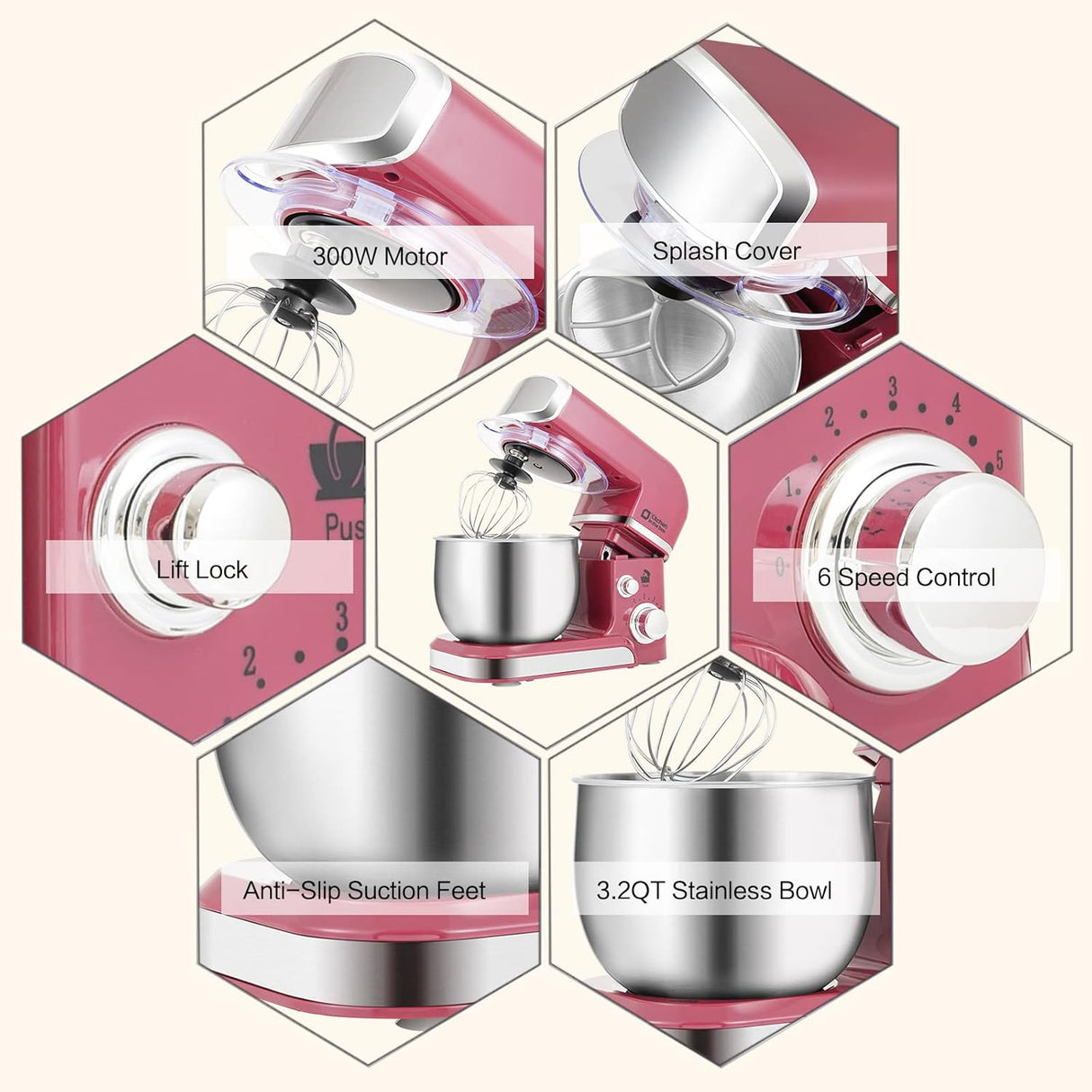 Batidora de pie Kitchen in the box 3.2Qt 6 velocidades modelo