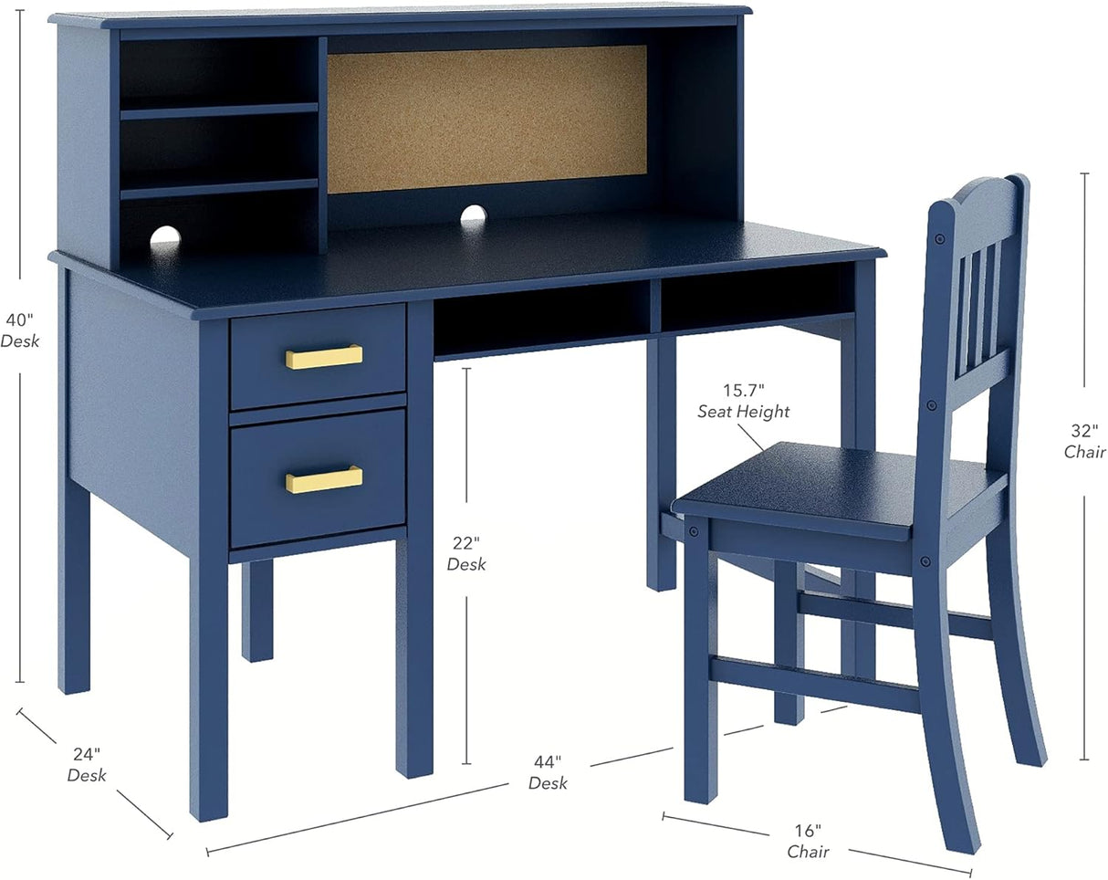 Escritorio, repisa y silla de madera para niños - Taiga