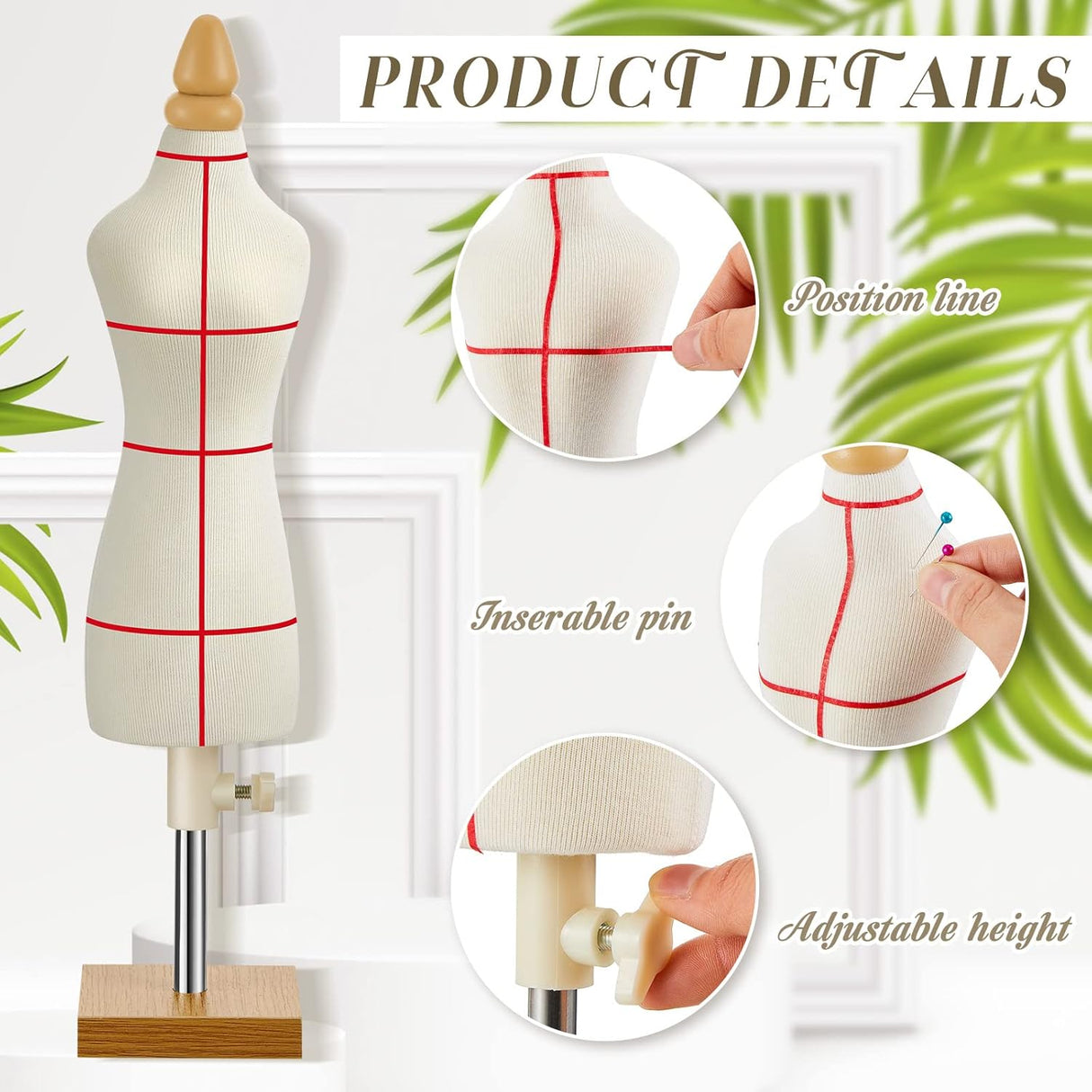 10 Pzs Maniquí Miniatura para Costura 1/4 Tamaño