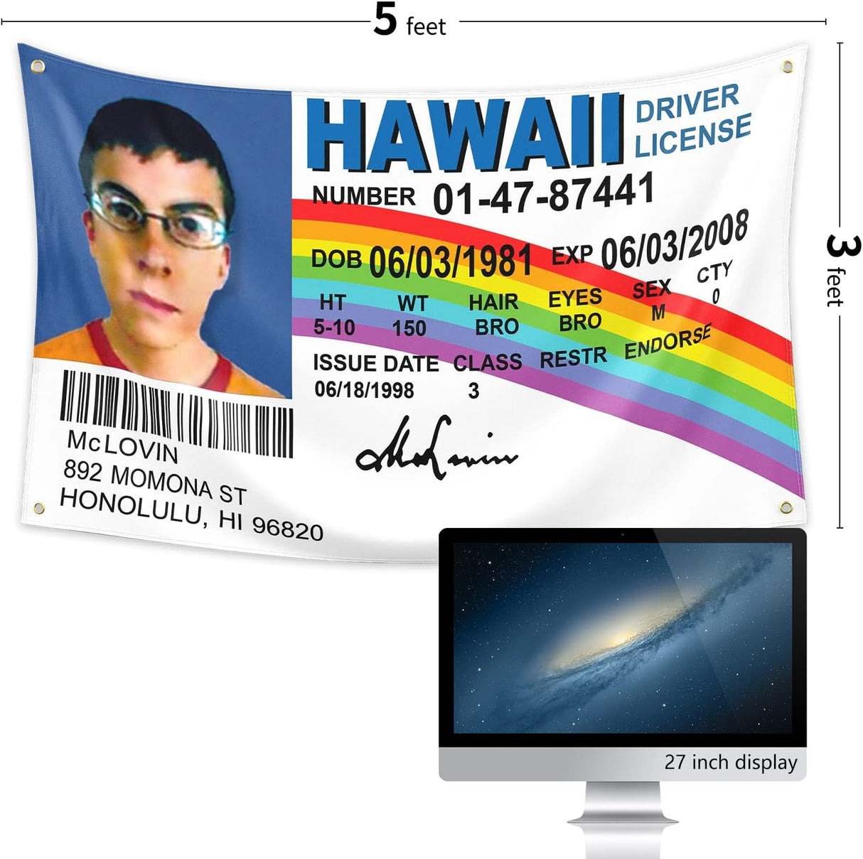 Bandera Falsa de Licencia de Conducir, Decoración Divertida